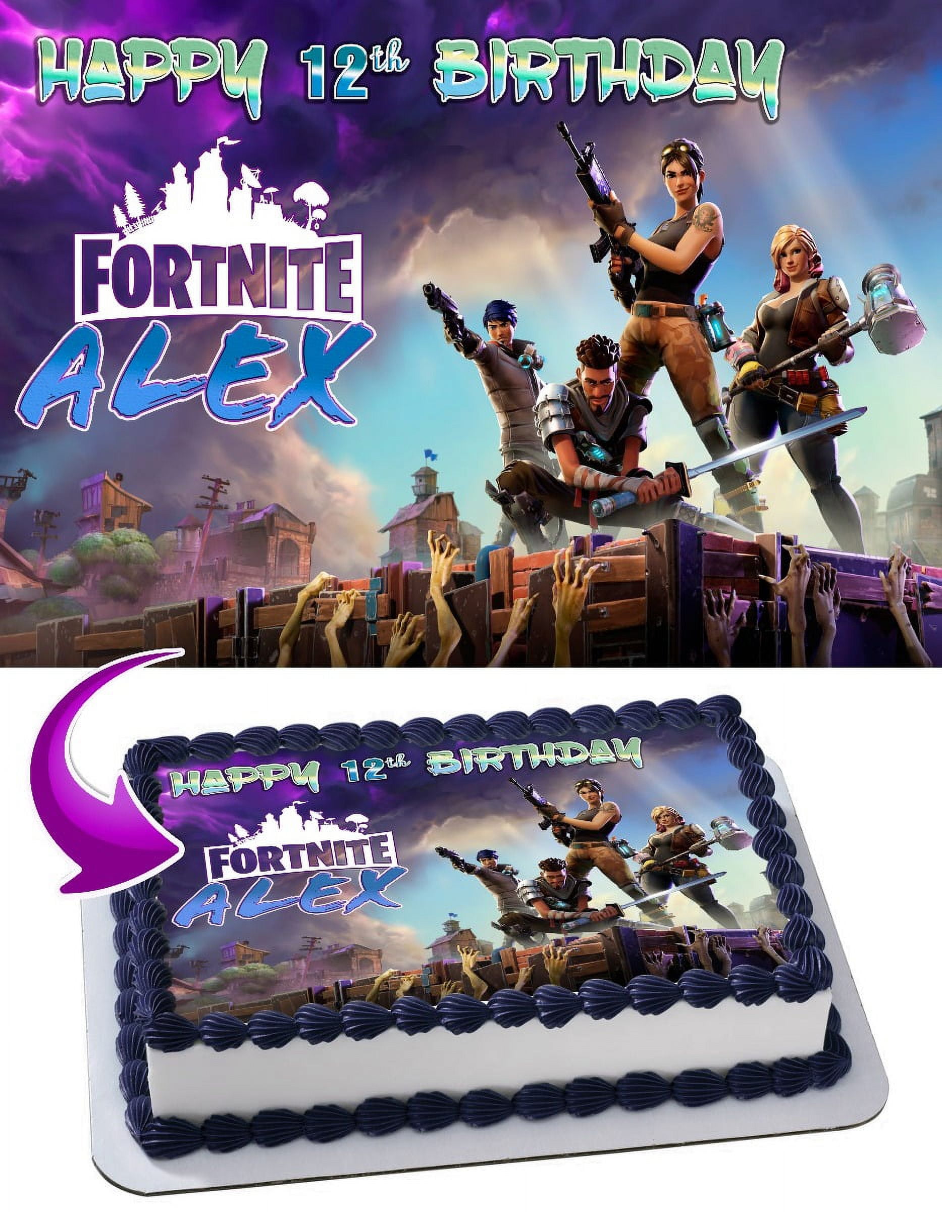 Fortnite Battle Royale Edible Cake Image Topper Personalized