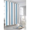 thumbnail image 3 of Striped Shower Curtain, Baby Blue Gray White Bathroom Decor Curtains Set with Hooks, Waterproof Fabric Home Accessories， Stall 36 X 78 Inch, 3 of 6