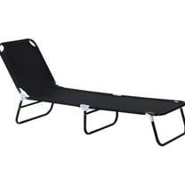 Reclining Beach Lounge Chair - Black 5-level Adjustable Folding Sun Tanning With Back