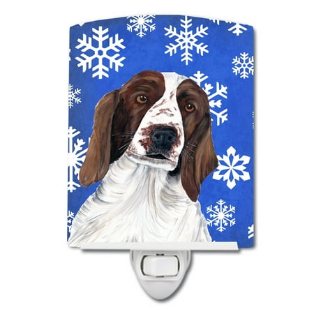 

Caroline s Treasures SC9380CNL Welsh Springer Spaniel Winter Snowflakes Holiday Ceramic Night Light 6x4x3 multicolor