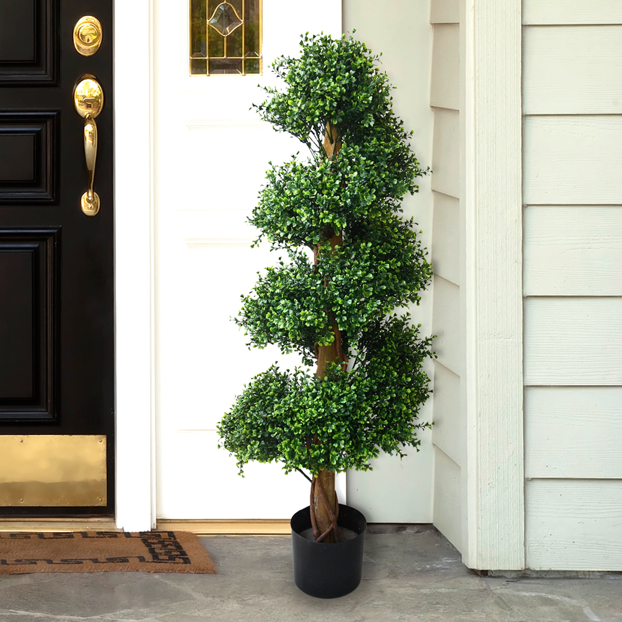 Pure Garden 48-Inch Artificial Spiral Tree – Potted Boxwood Fake Plant