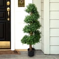 thumbnail image 2 of Pure Garden 48-Inch Artificial Spiral Tree – Potted Boxwood Fake Plant, 2 of 2