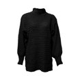 thumbnail image 4 of VISALY Turtleneck Sweatshirt Tunic Sweatshirt Womens Turtleneck Oversized Sweaters Batwing Long Sleeve Pullover Loose Chunky Knit Jumper Lightweight Pullover Dressy Sweaters Solid Sweatshirt Black L, 4 of 4