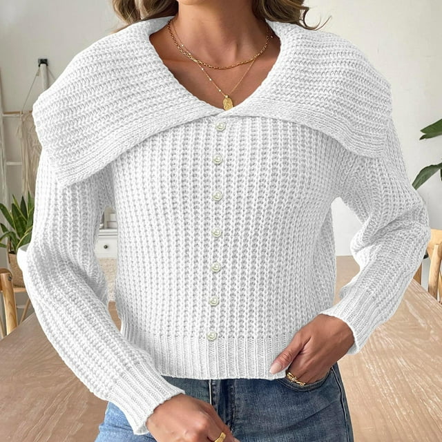 NARABB Women's Winter Loose Solid Sweater Long Sleeve Round Neck Sweater Top