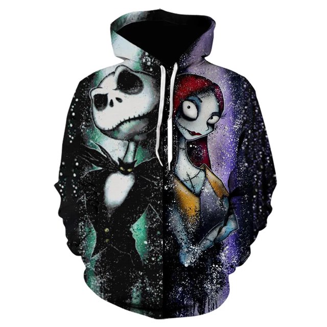 Sudadera con capucha con estampado 3D de Jack And Sally para hombre, ropa de calle informal, regalo de Halloween, pesadilla antes de Navidad, 2023