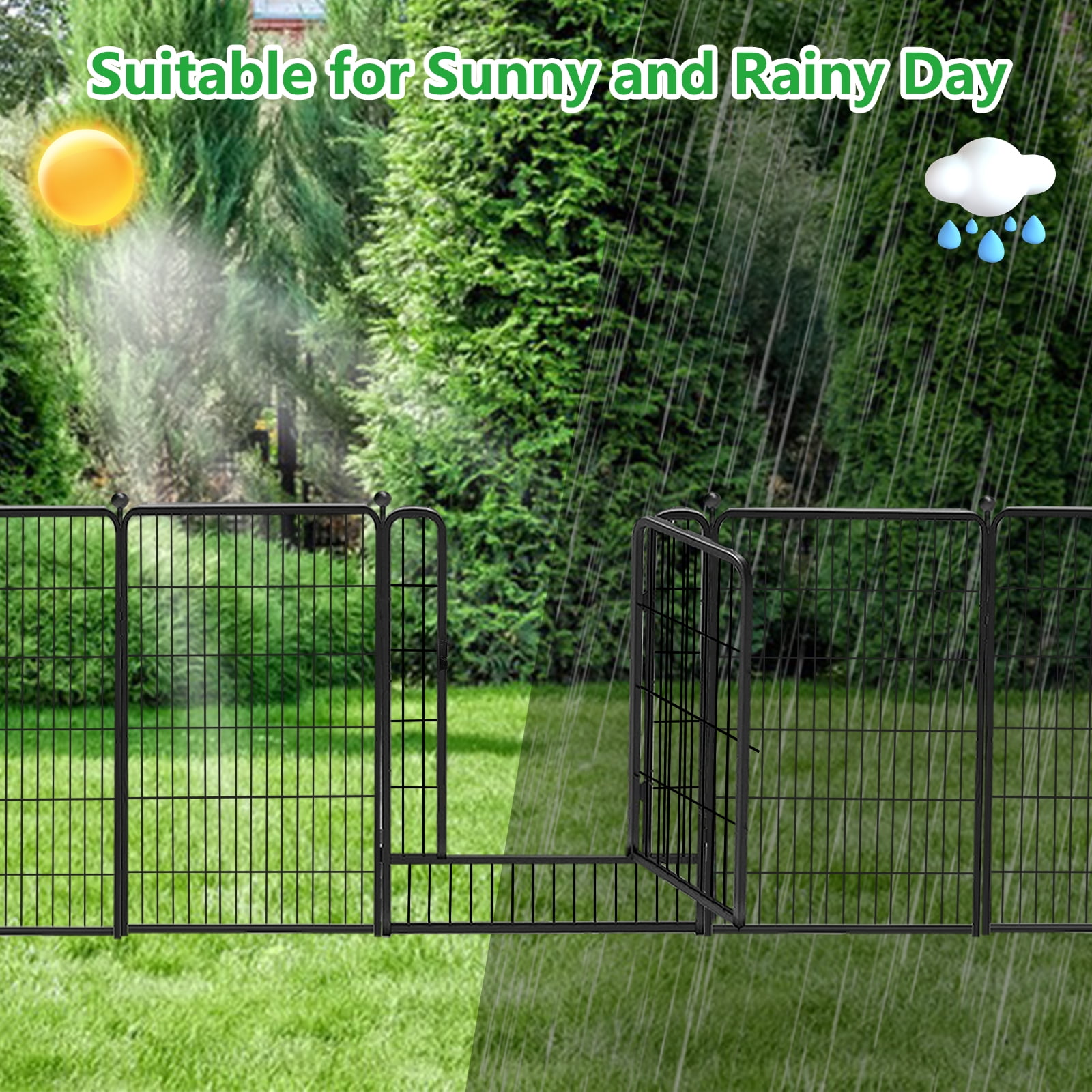 Txh001 Garden Fence 36 Panels 83ft(L)×40in(H) Animal Barrier Decorative Metal Wire Fence with Gate Flower Bed No Dig Fence Temporary Fencing for Backyard Patio