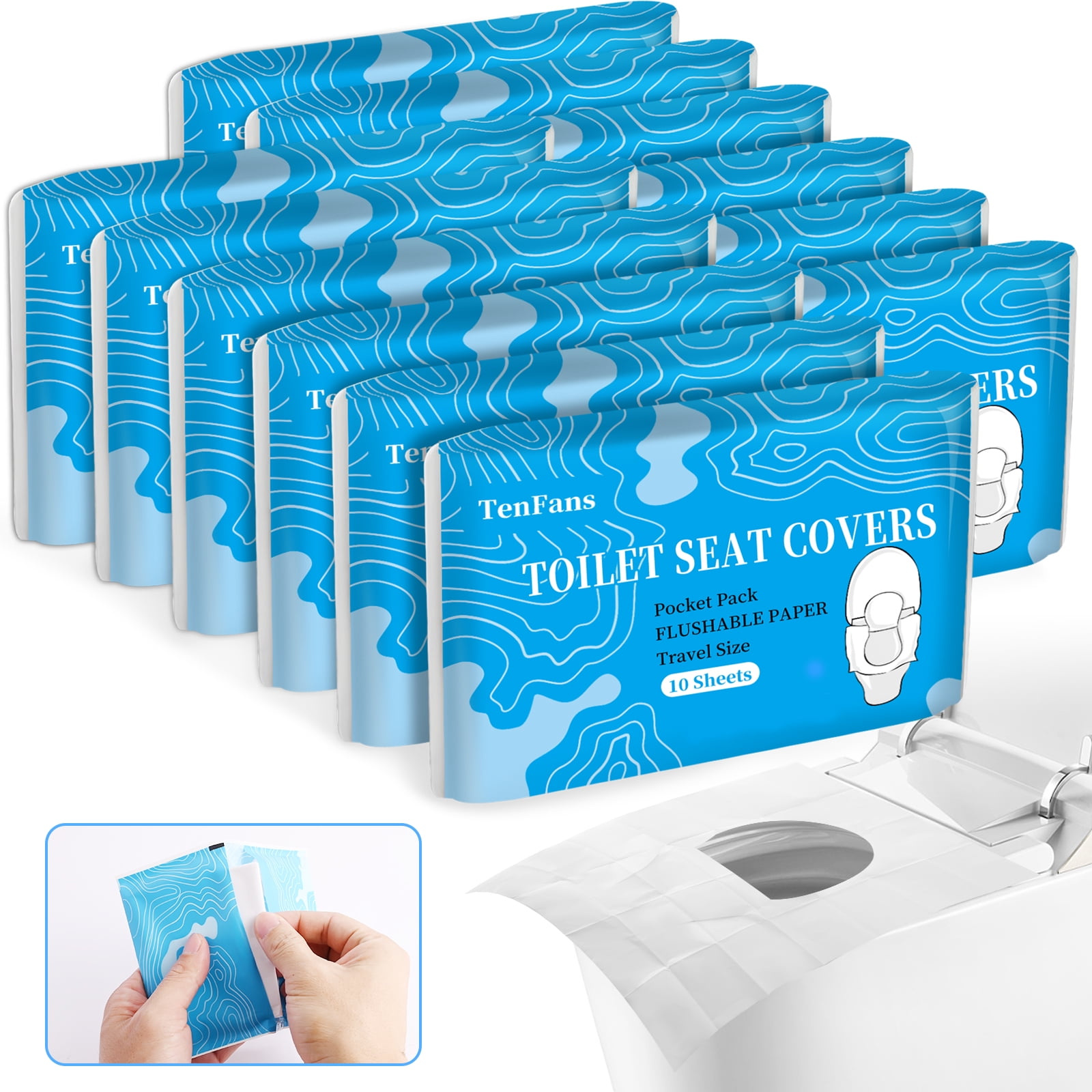 Toilet Seat Covers (Pack of 120), Size XL Flushable and Biodegradable Disposable Paper Toilet Seat Covers White, for Potty Training Adults and Children, Great for Airplanes, Public Restrooms