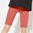 thumbnail image 4 of Ticikt Girls' Modal Capri Leggings, Candy Color Ruffle Trim Kids Stretchy Half-Length Pants,Red,Size:7-8 Years, 4 of 6