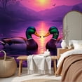 thumbnail image 6 of Wallpaper Romantic Mallard Ducks Lake Purple Roses Sunset Peel and Stick Wall Murals 69"H x 96"W Removable PVC Wall Paper Self-Adhesive Wall Paintings Art Decor for Bedroom Living Room, 6 of 7