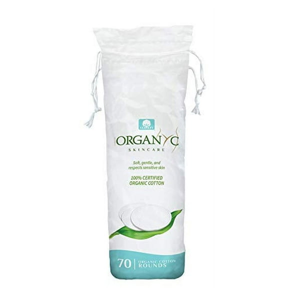 Organyc 100% Certified Organic Cotton Makeup Pads â€“ Natural Unbleached Makeup Remover Rounds (70 Count)