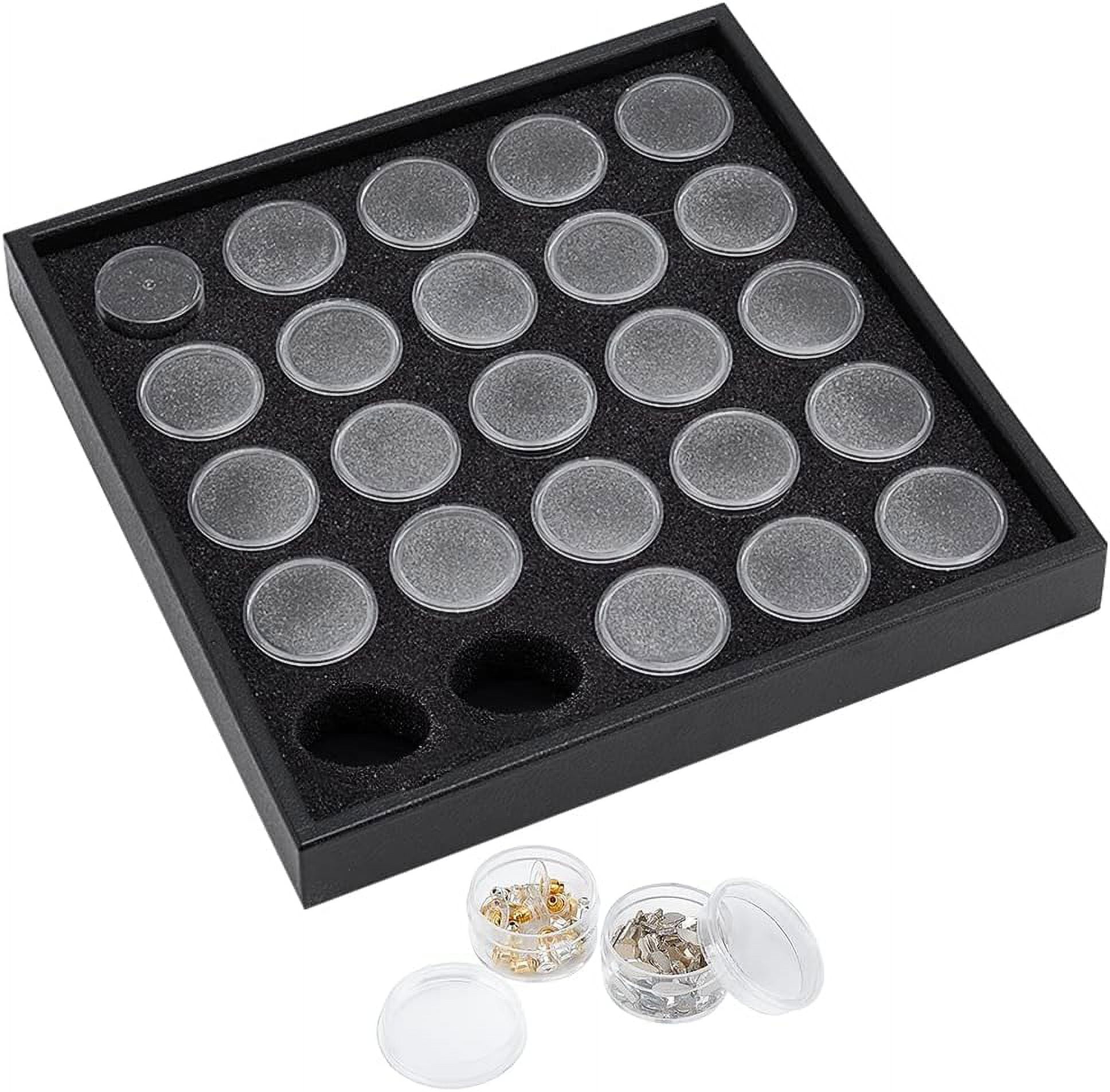 50 Gem Display Case Diamond Gemstone Storage Box Small Round Plastic Containers Box Jewelry Organizer Container with Foam for Collectibles Rhinestone Small Items Jewelry ClearDIY