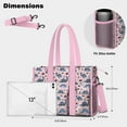 thumbnail image 5 of Teacher Tote Bag,Pink Dinosaurs Plants Pattern Teacher Utility Tote Bag,Large Work Tote Bags for Women with Multiple Pockets,Top Zipper Closure,13.8x10.6x6.7 Inch, 5 of 5