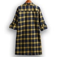 thumbnail image 4 of Nuevo otoño mujer camisa de tartán a cuadros de gran tamaño botones bolsillo cuello vuelto manga MABOTO Camisa, 4 of 7