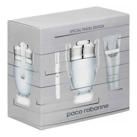 Paco Rabanne Invictus Eau De Toilette 3 Piece Gift Set For Men