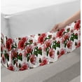 thumbnail image 2 of Ladybugs Bed Skirt, Exotic Flowers Hibiscus Hawaiian Foliage Illustration Botany Spring Blossom, Elastic Bedskirt Dust Ruffle Wrap Around for Bedding Decor, 4 Sizes, Red Coral Green, by Ambesonne, 2 of 2