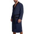 thumbnail image 3 of Jopfuhed Mens Robes Lightweight Long Kimono Bathrobe with Pockets Colorblock Breathable Cozy Spa Shower Nightwear Bath Robes, 3 of 10