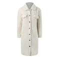 thumbnail image 5 of Cnbwig Quilted Jackets for Women Winter Coats Long Jacket Solid Color Cardigan Button Down Elegant Open Front Lapel Outerwears Coats Warm Casual Outwear B-White L, 5 of 6