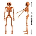 thumbnail image 2 of Cool Halloween Decor - 1/2pcs Posable Full Body Thanksgiving Pumpkin Head Skull Skeleton with Movable Joints Mini Figure Toy for Halloween Decoration, 16" Tall, Orange, 2 of 4