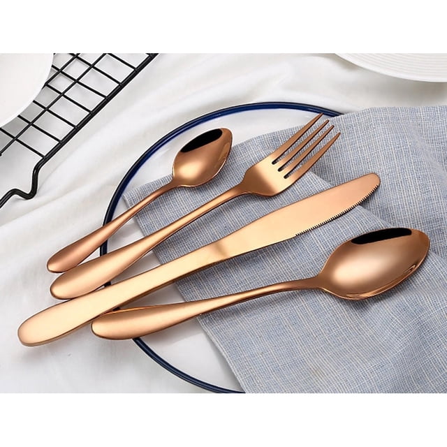 Vajilla de lujo de acero inoxidable, cubiertos de plata, tenedor, cucharadita NikouMX Muebles