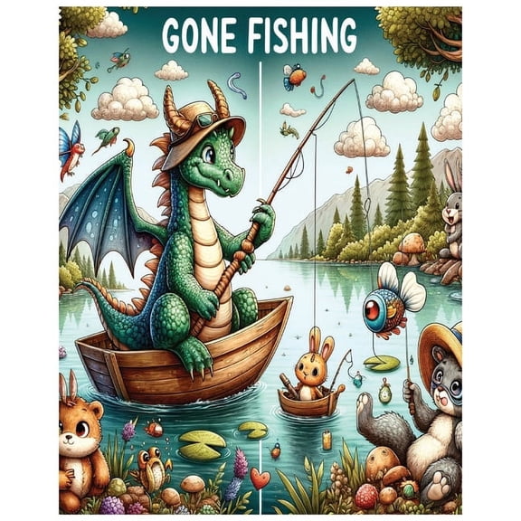 Adult Coloring Book and Stress Relief: Gone Fishing (Paperback)