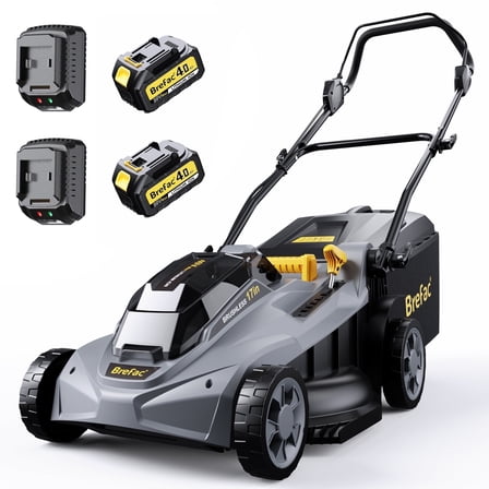 40V (2 x 20V) 17'' Cordless Lawn Mower, Multi-Functional Grass Cutter with 4.0Ah Battery, 6 Adjustable Height Settings, Durable Manganese Steel Blades, Easy to Use for Medium to Large Lawn