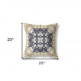 thumbnail image 5 of 20" X 20" Yellow And Navy Floral Blown Seam Suede Throw Pillow, 5 of 5
