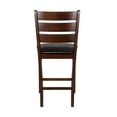 thumbnail image 6 of Wooden Counter Height Chairs Set of 2pc Clean Lines Design Dark Oak Finish Upholstered Dining Furniture, 6 of 6