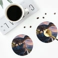 thumbnail image 5 of Pofeuu Sunset Cliff Dinosaur Print Leather Coasters Set of 6, Round Cups Mugs Mat Pad for Home Kitchen Heat Resistant Drink Coasters,Round Shape, 5 of 7