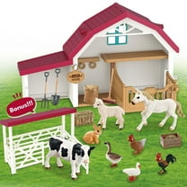 Farm Animals Toys - Big Barn Playset with Farm House & Figures Animals, Montessori STEM Learning Toys for Kids 3-6