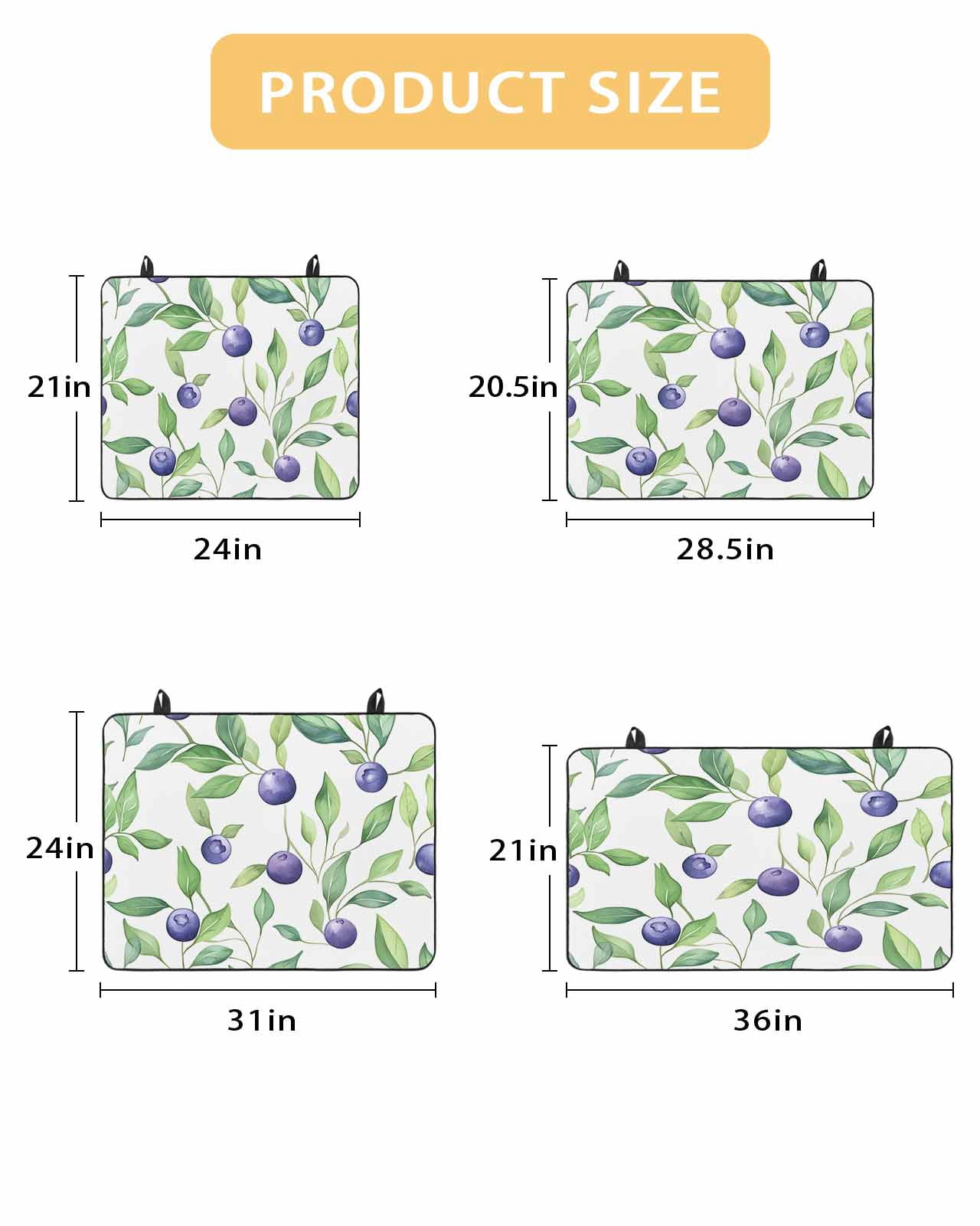 nqOlkjepod Large Induction Cooktop Protector Mat 24"x21", Summer Fruit Stove Top Covers for Electric Stove, Blue Berry Vintage Leaf Watercolor Green Stove Burner Cover Mats, Glass Top Stove Cover