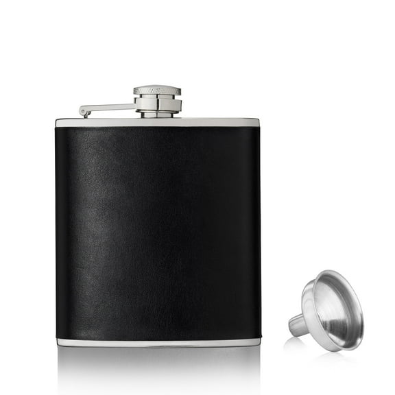 True Fabrications TRUE Faux Leather Flask, 6 Oz, Black Monte Carlo