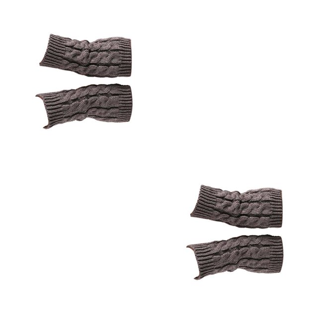 ZLight 1 Pair Fingerless Mittens Fashionable Simple Knitting Craft Clothes Accessory for Decoration Keeping-warm Wear Dark grey 2Set