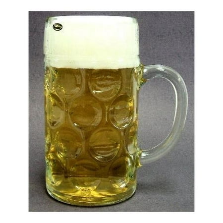 1 Liter Plain German Glass Dimple Beer Mug