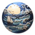 thumbnail image 4 of Designart "Beach Boat gracefulness Papercut II" Beach Oversized Wall Clock, 4 of 5