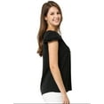 thumbnail image 5 of INSPIRE CHIC Women's Solid Blouse V Neck Ruffle Cap Sleeve Lightweight Work Blouse M Black, 5 of 8