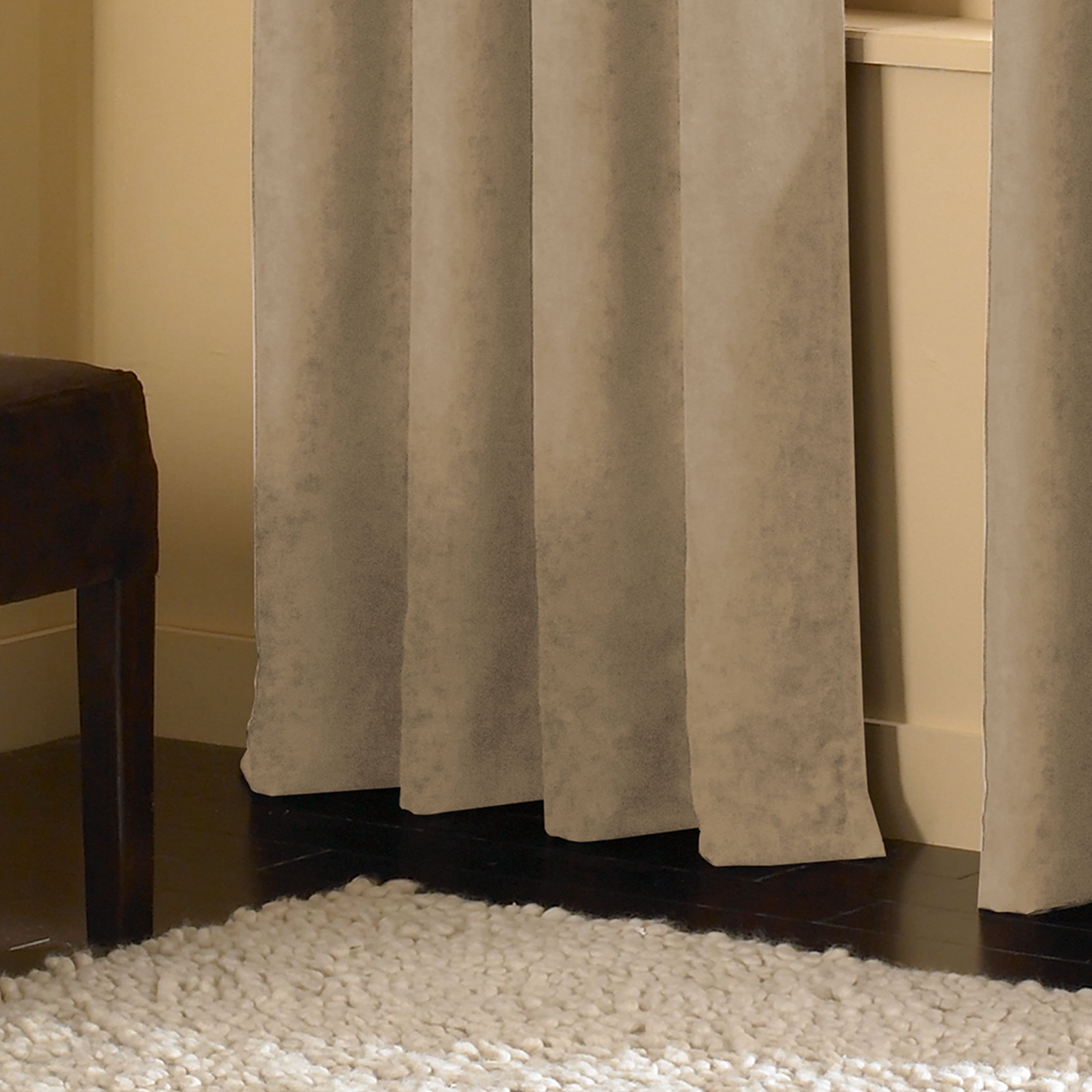 Curtainworks Cameron Room Darkening Faux Suede Grommet Curtain, Indoor, Single Panel, Sand, 50"W x 132"L, Adult