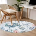 thumbnail image 5 of Round Area Rug 3ft,Summer Sea Crab Coral Washable Carpet Non-Slip Runner Accent Rugs Indoor Floor Mat for Bedroom Living Room Decor,Marine Life on Blue Background, 5 of 9