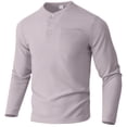 thumbnail image 3 of Hurxie Men's Henley Waffle Casual Long Sleeve Lightweight Button T-Shirts Gray,L, 3 of 6