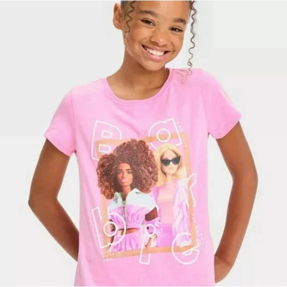 Barbie Short Sleeve Girls Graphic T-Shirt Size Large Pink