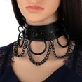 thumbnail image 2 of Gargantilla gótica punk negra, collar de cadena gótica, gargantillas de cuero de moda oscura, collar de rock Harajuku, accesorios de festival grunge de brujas, 2 of 5