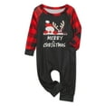thumbnail image 2 of Family Matching Christmas Pajamas Set, Santa Elk Letter Print Long Sleeve Tops and Plaid Pants Sleepwear Set, 2 of 7