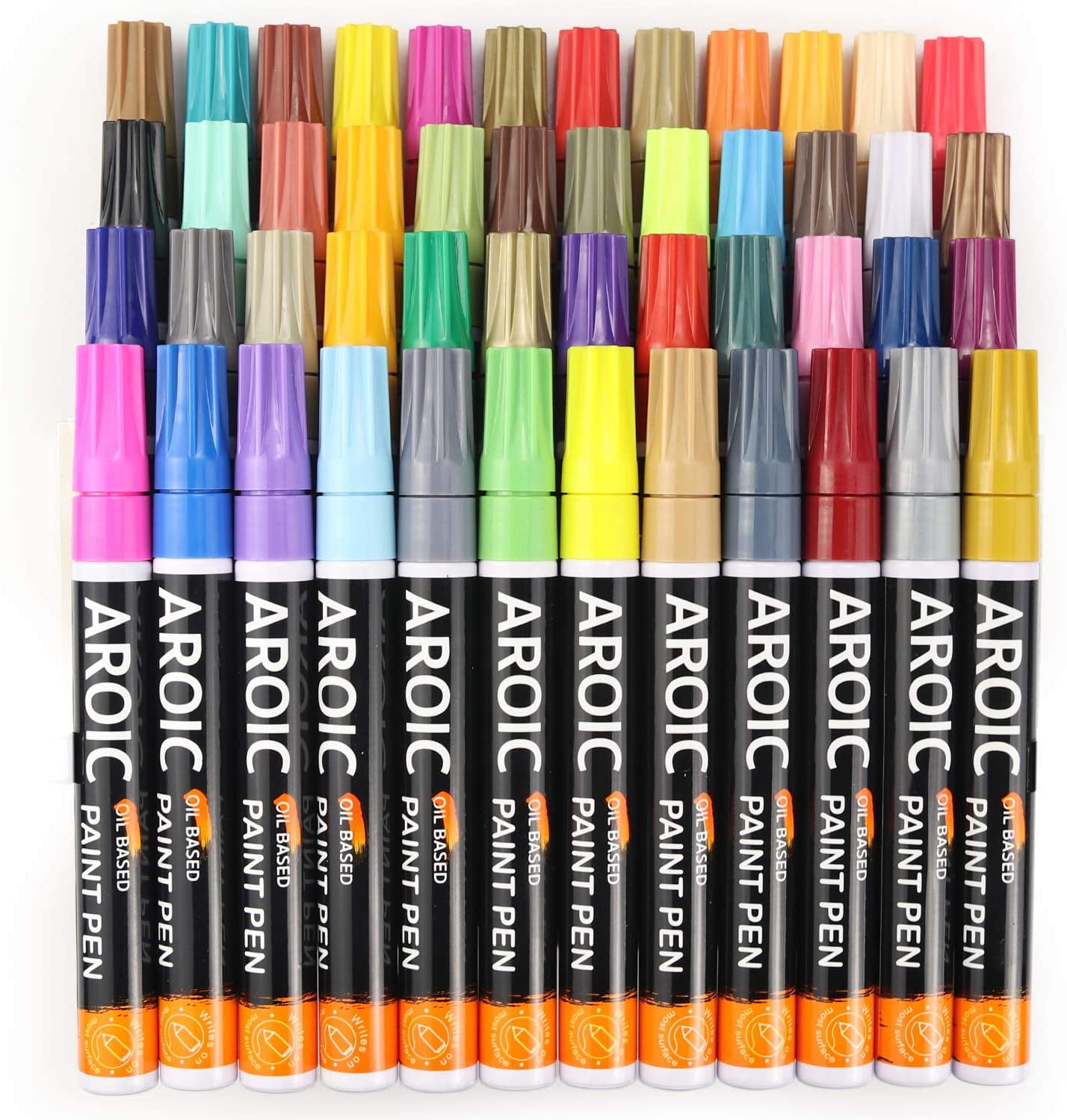 48 Pack Oil-Based Paint Markers Medium Tip - Low Odor Rock Painting Pens for Wood, Metal, Plastic, Glass, Canvas, Ceramic Surfaces | 2025 Artist Professional Kit
