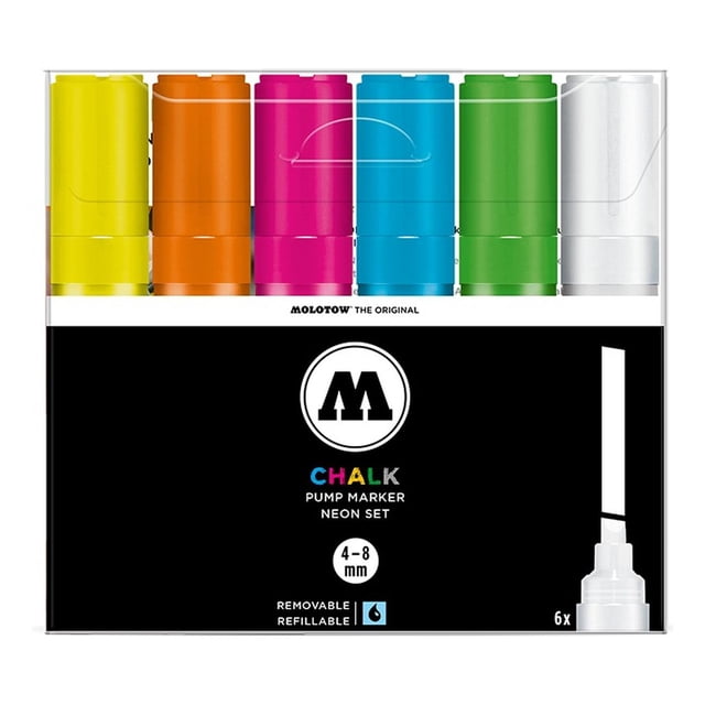 6 Marcadores Molotow Chalk 4-8 Mm Basic Set Neon multicolor SIN TAMAÑO