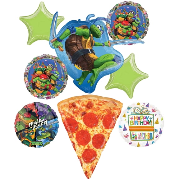 Anagram TMNT Birthday Party Supplies Pizza Foil Balloon Bouquet Decorations