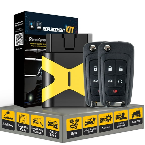 DIY Car Key Kit/Add 2 Keys/Easy and Safe and Keyless Entry Remote Replacement for Chevy with FCC: OHT01060512 for No Working Remote