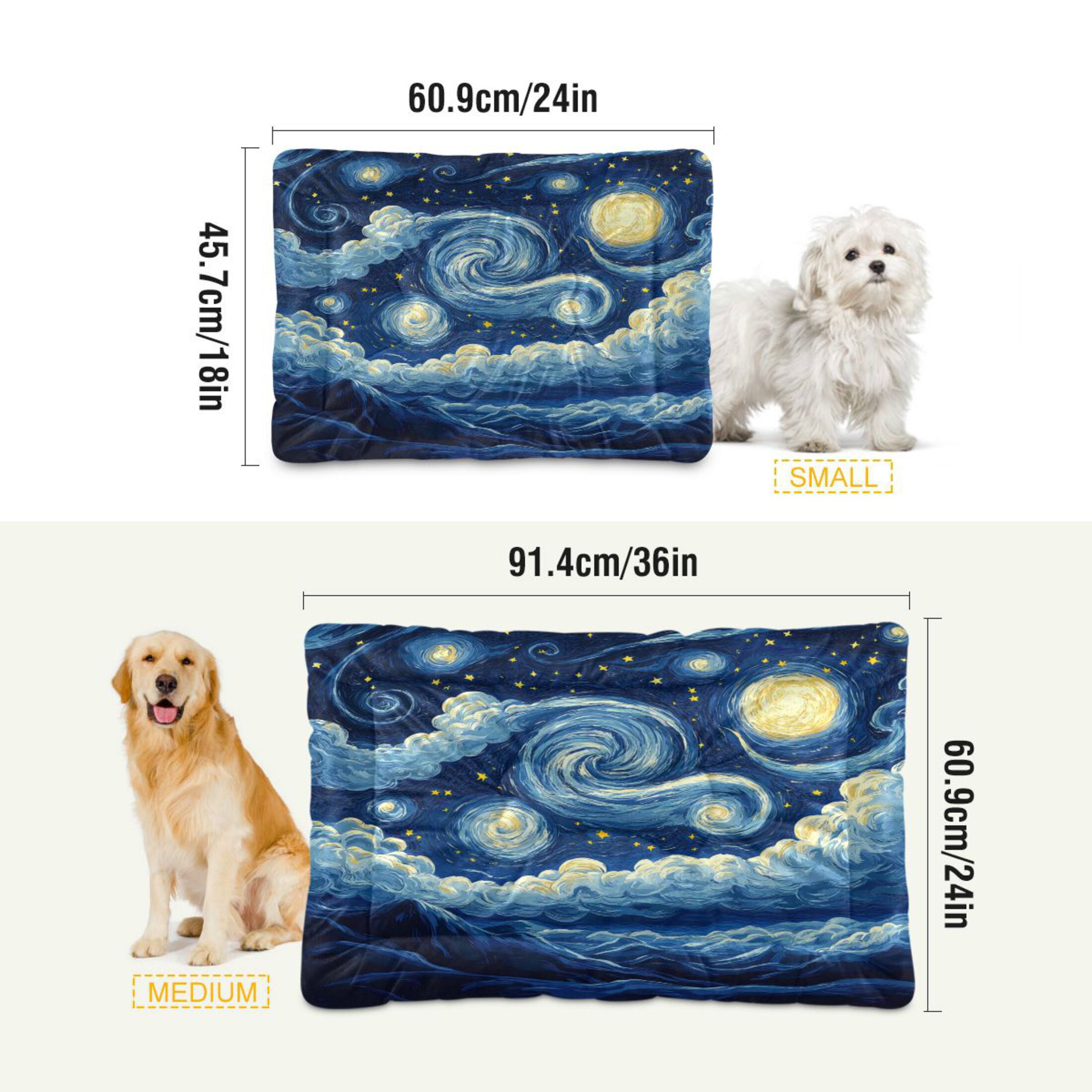 Qxltty Starry Night Ped Pad Wear-resistant and Hard to Bite Through Sleeping Pad for Small Medium Large Dogs Winter Pet Bed 36×24in