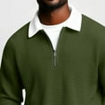 thumbnail image 4 of MELDVDIB Mens Textured Knit T-Shirts Half-Zip Lapel Solid Color Drop Shoulder Oversized Long Sleeve Shirts Spring Fall Fashion Casual Light Weight Pullover Tops, 4 of 9