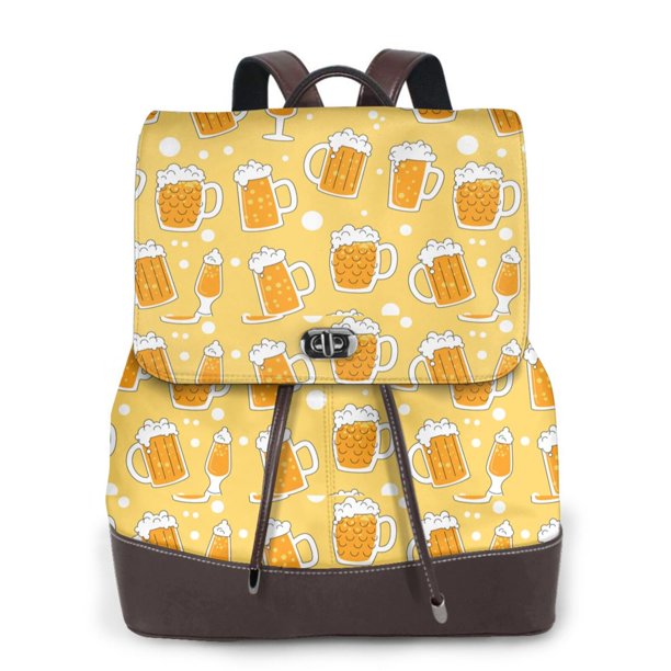 Easygdp Beer Mochila de Cuero para Mujeres, Bolso de Hombro, Bolsos de Mano de Moda para Trabajo y Viajes
