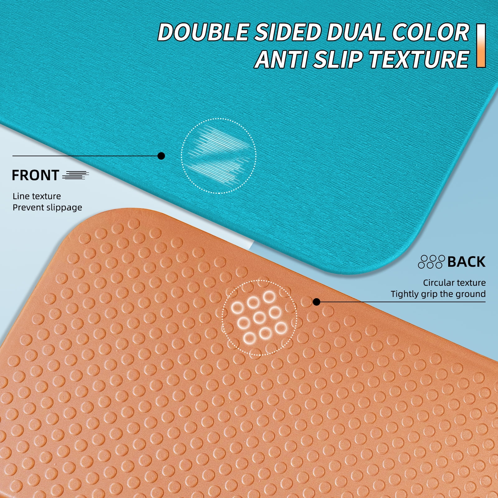 Frach Foldable Yoga Mat Extra Long 75",0.4" Thick Exercise Mat,Muti-fundctional,High-Density for Gym and Travel,Indoor and Outdoor(Blue+Orange)