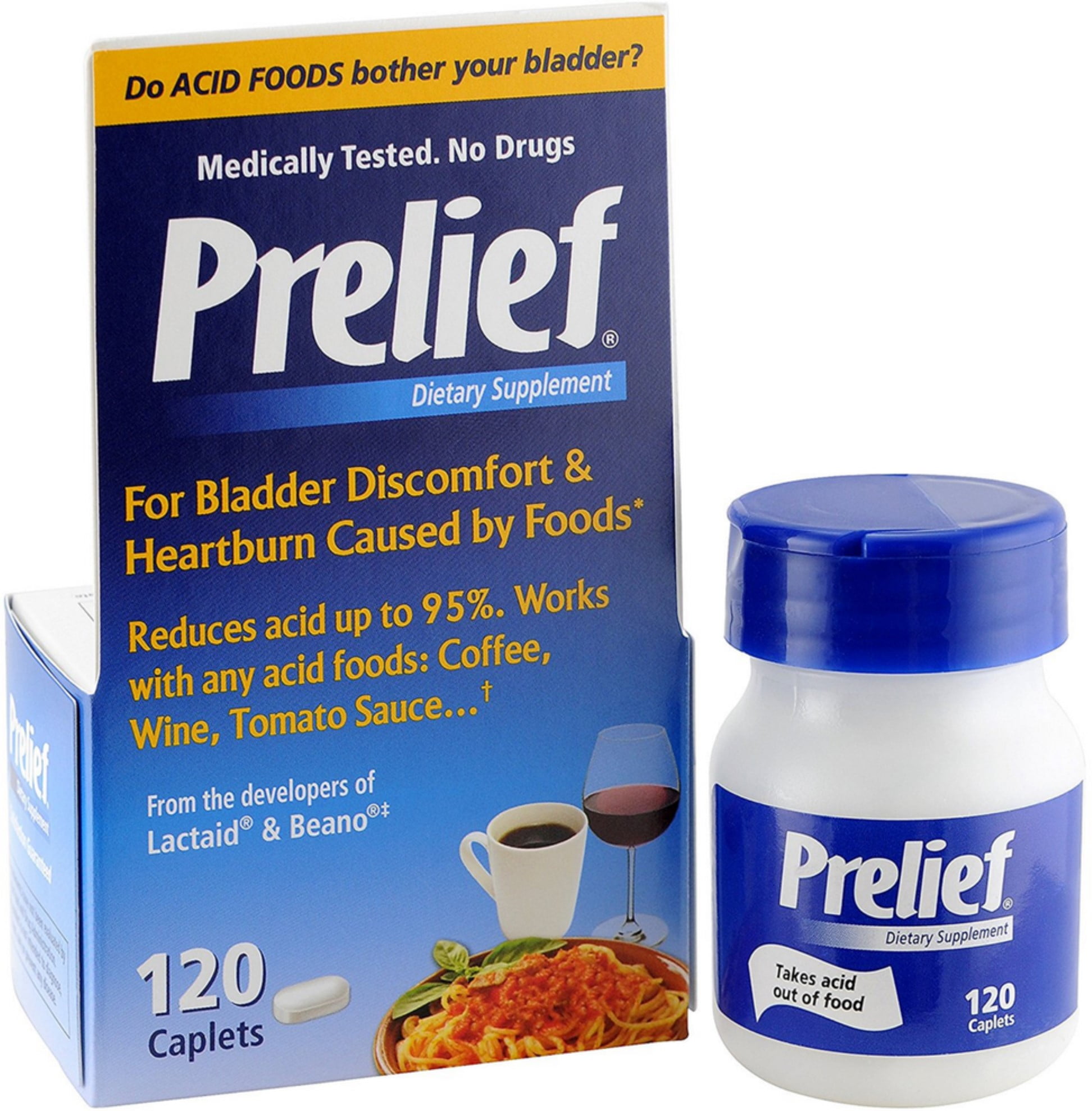 Prelief Acid Reducer Dietary Supplement Caplets 120 ea (Pack of 3 ...